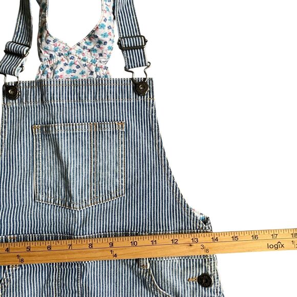Mini Boden Jean Jumper Dress 9/10 Denim Overall Dressall Blue Striped Casual - Picture 4 of 10